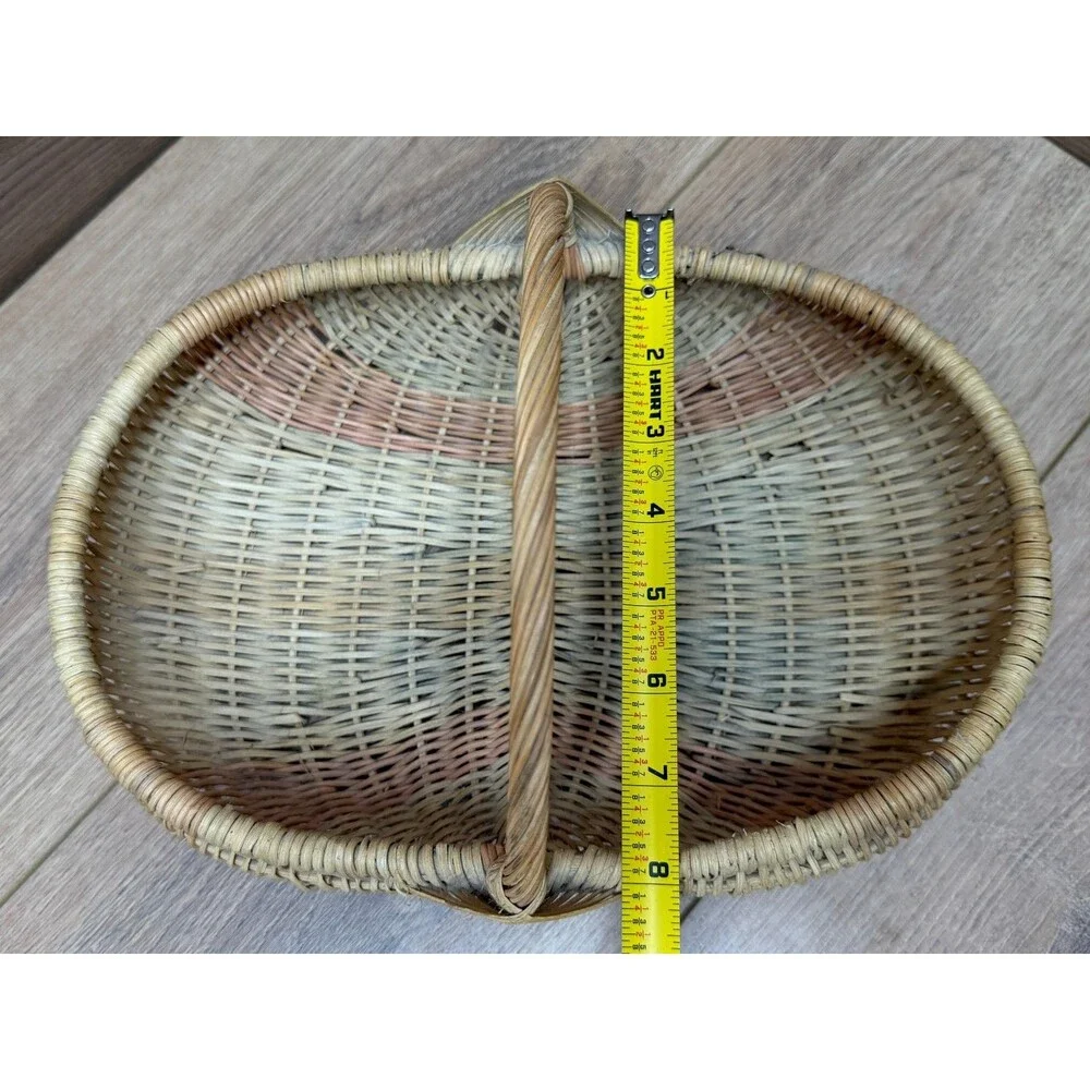 Vintage Rattan Wicker Buttocks Butt Egg Basket 12